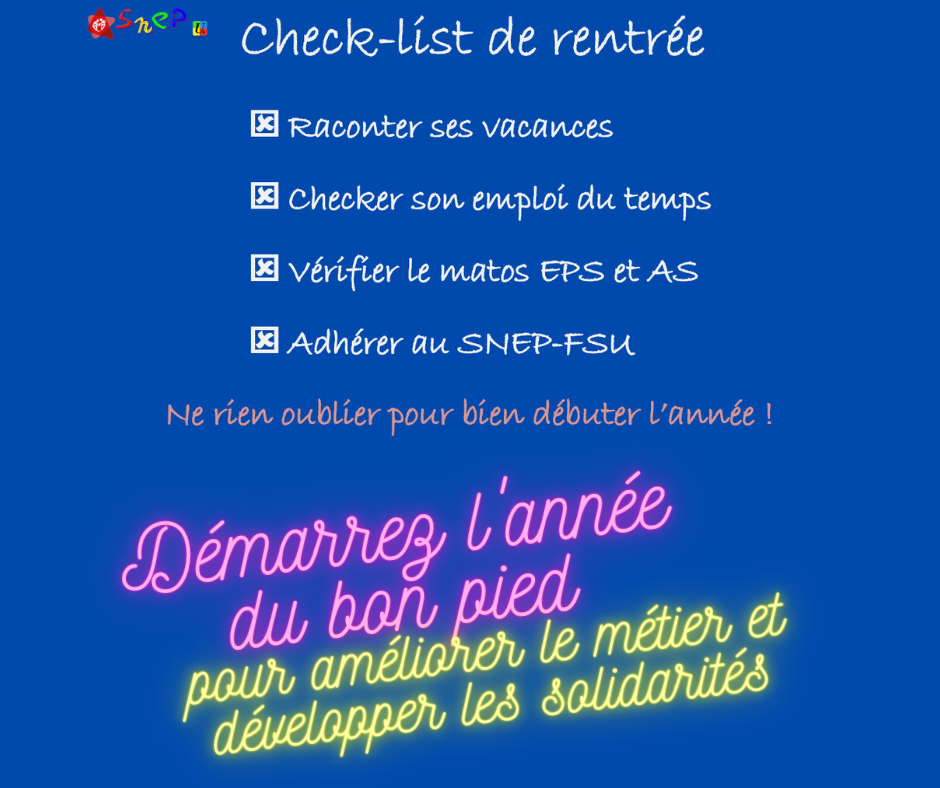 Check-list rentrée SNEP